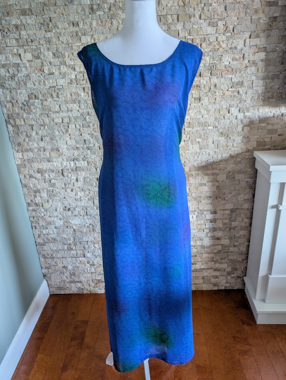 Rima Reversible Blue Tropical Maxi Dress Tie Back Beach Cover Up Boho Resortwear - Picture 6 of 15